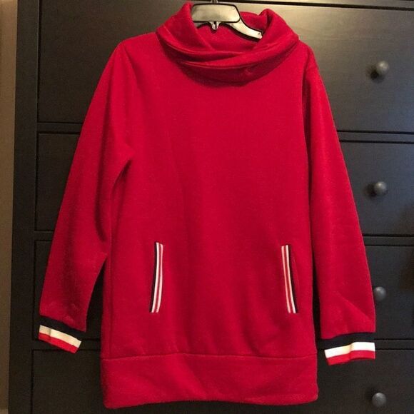 Red Cowl Neck Sweatshirt Tunic - Size Medium - Picture 2 of 8